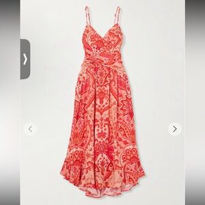 FARM RIO- Jaipur ruched printed linen-blend maxi dress